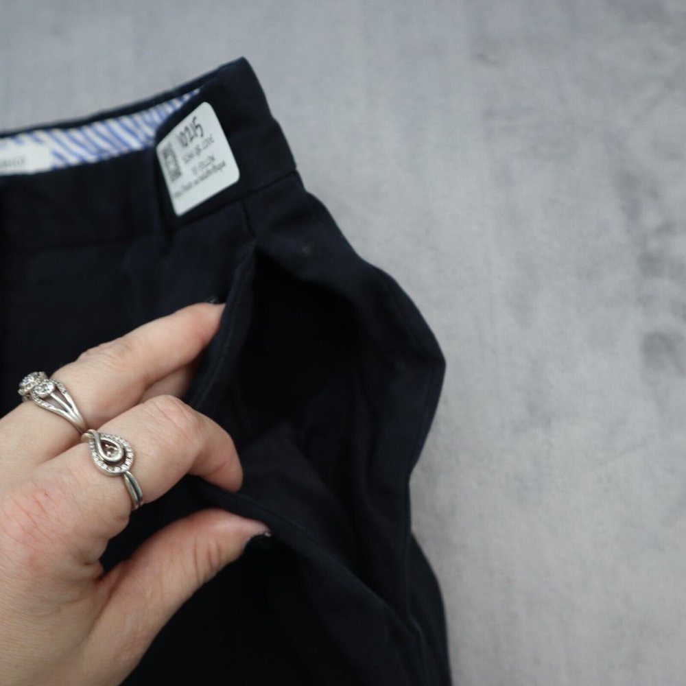 Peserico Pants Women Large Navy Blue Casual Lightweight Wide Leg EU 42 Chino - Picture 6 of 15